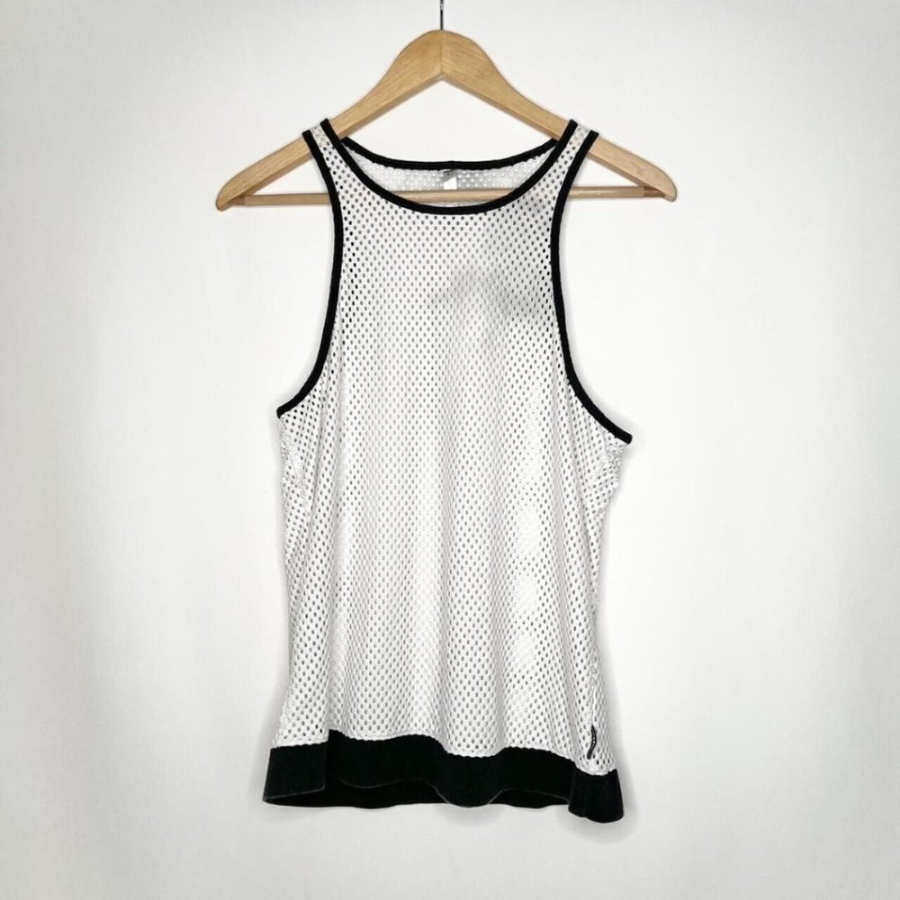 FABLETICS WHITE MESH WORKOUT TANK TOP SIZE MEDIUM